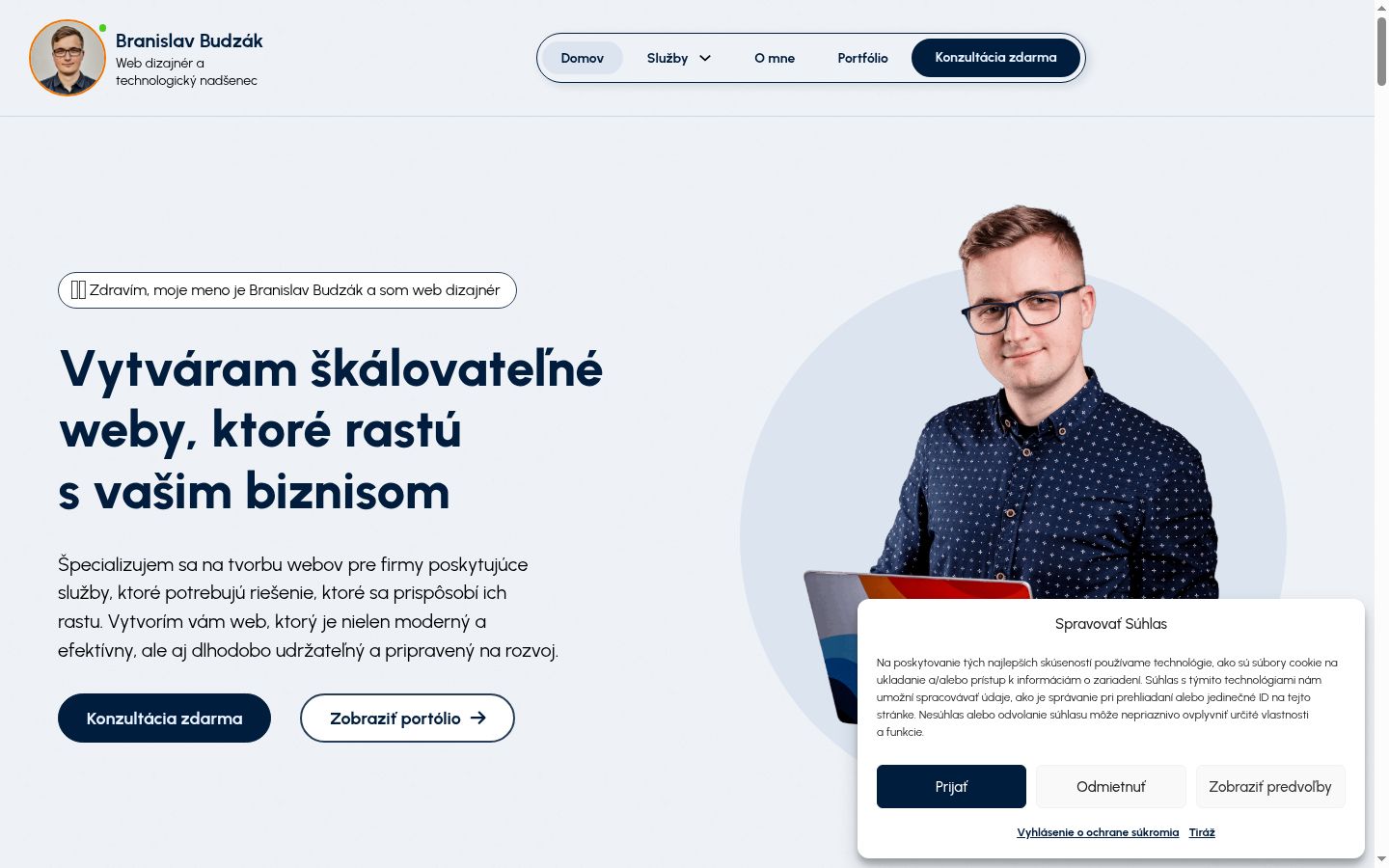 Snímek obrazovky baneru souhlasu zobrazeného před jakoukoli interakcí