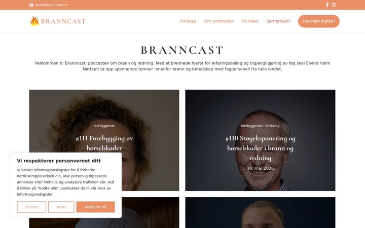 Screenshot of branncast.no