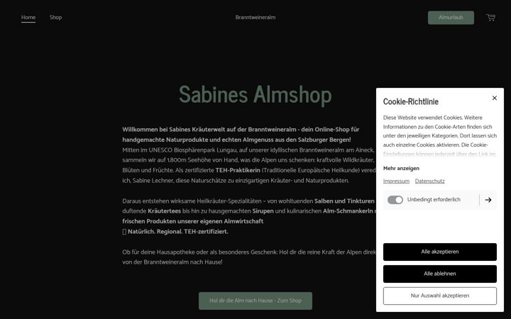 Screenshot of branntweineralm.shop