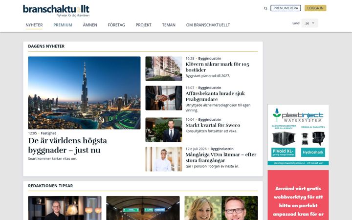 Screenshot of branschaktuellt.se