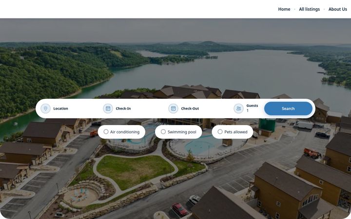 Screenshot of bransonlakesideescape.com