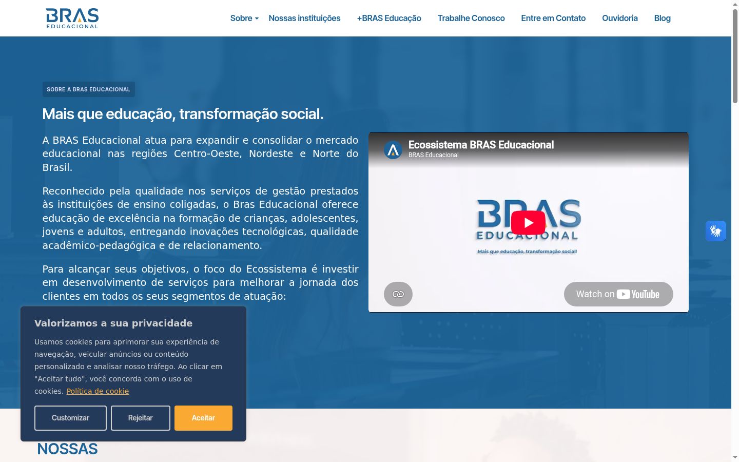Captura de pantalla del banner de consentimiento mostrado antes de cualquier interacción