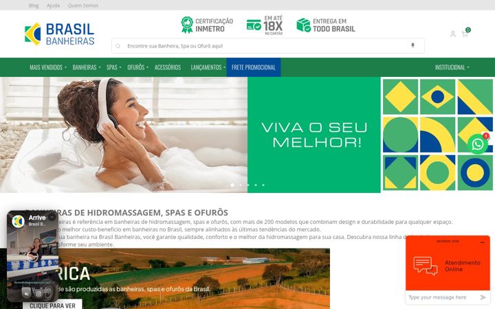 Screenshot of brasilbanheiras.com.br