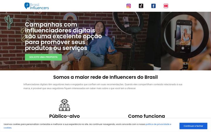 Screenshot of brasilinfluencers.com.br
