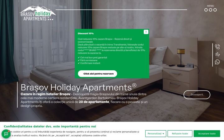 Screenshot stránky brasovholidayapartments.ro