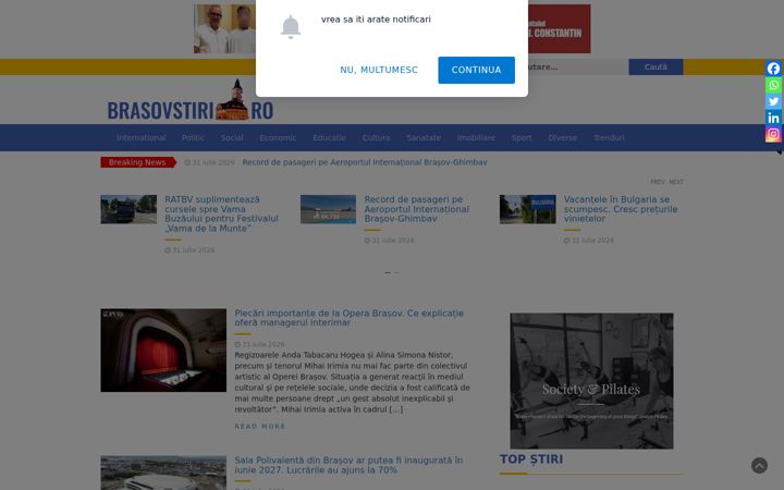 Screenshot stránky brasovstiri.ro