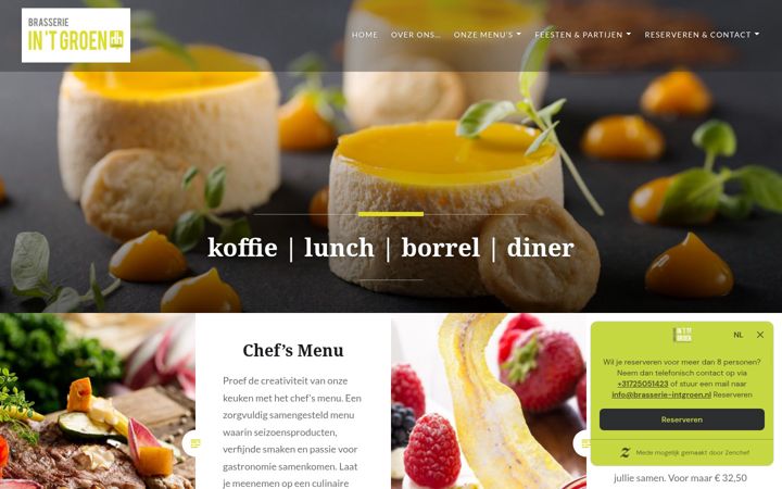 Screenshot of brasserie-intgroen.nl