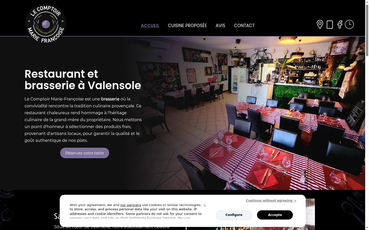 Screenshot of the consent banner shown before any interaction