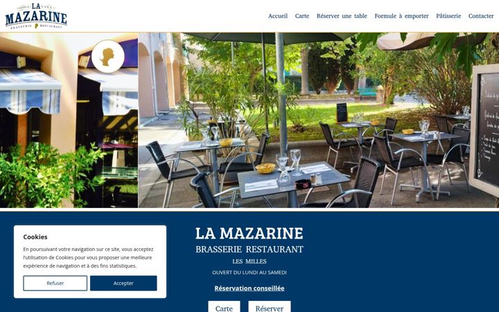 Screenshot of brasserie-restaurant-la-mazarine.fr