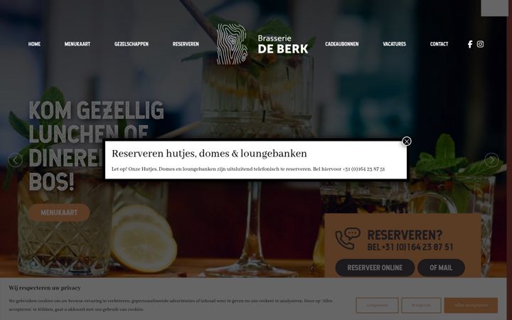 Screenshot of brasseriedeberk.nl