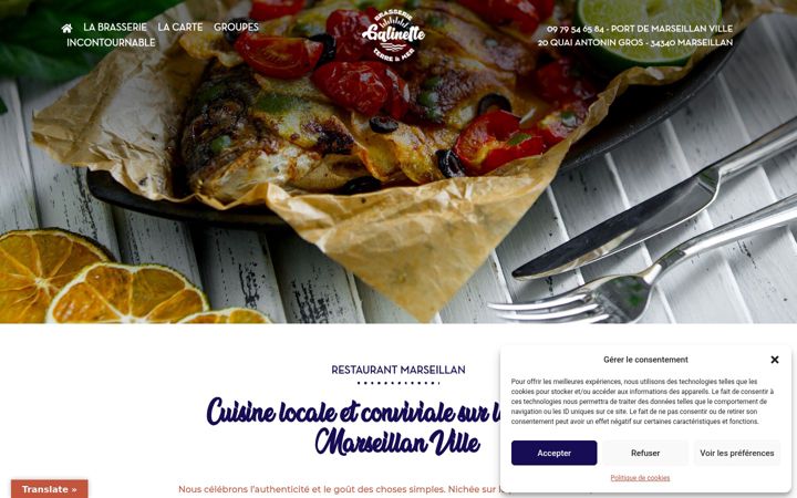 Screenshot of brasseriegalinette.com