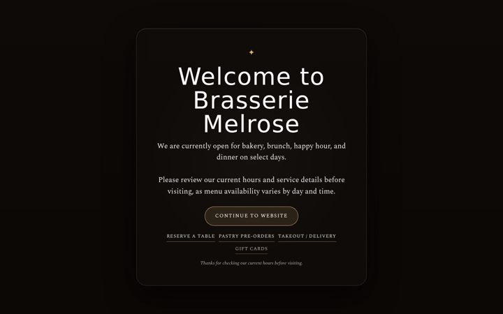 Screenshot of brasseriemelrose.com