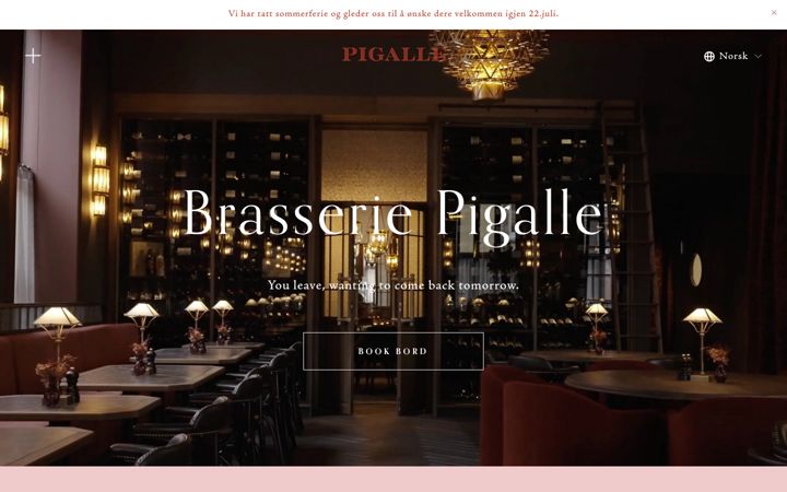 Screenshot of brasseriepigalle.no