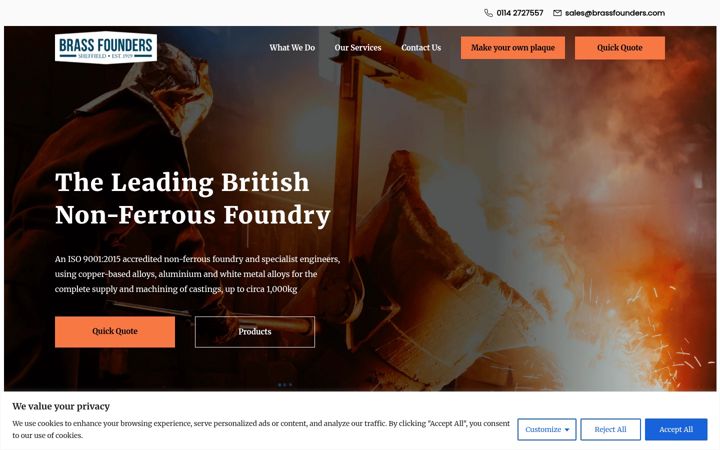 Screenshot of brassfounders.com