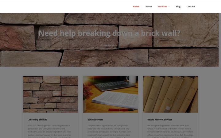 Screenshot of brassoakgenealogy.com