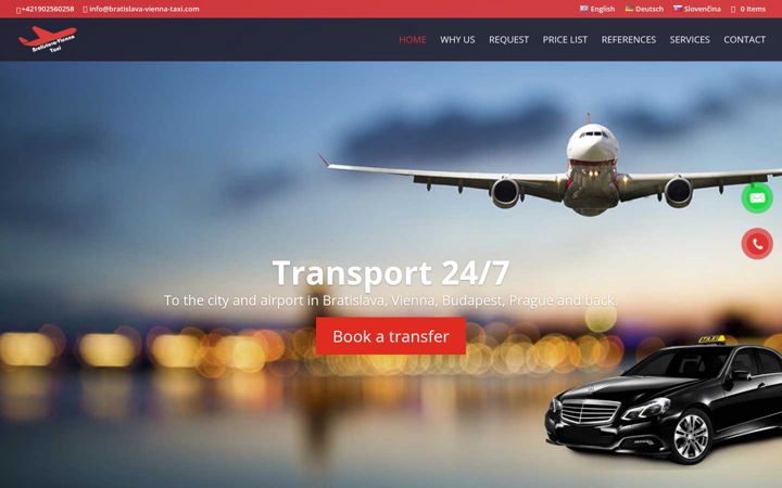 Screenshot of bratislava-vienna-taxi.com