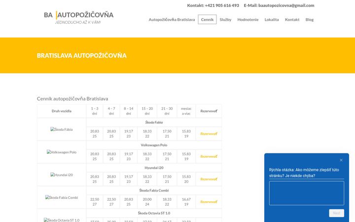 Screenshot of bratislavaautopozicovna.sk