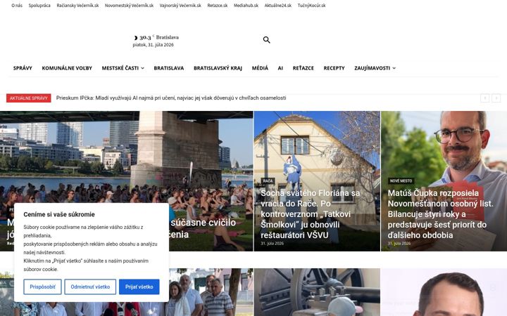 Screenshot ta' bratislavskyvecernik.sk