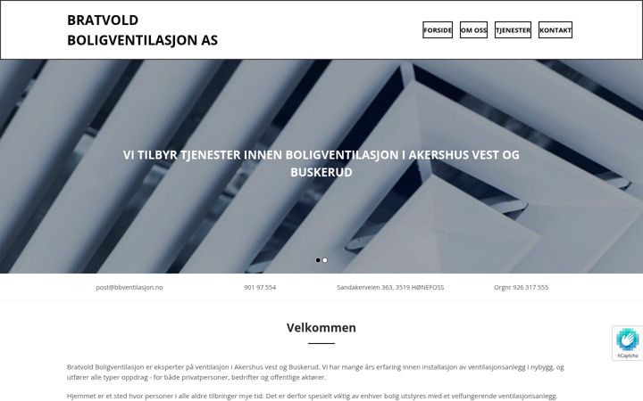 Screenshot of bratvoldboligventilasjon.no