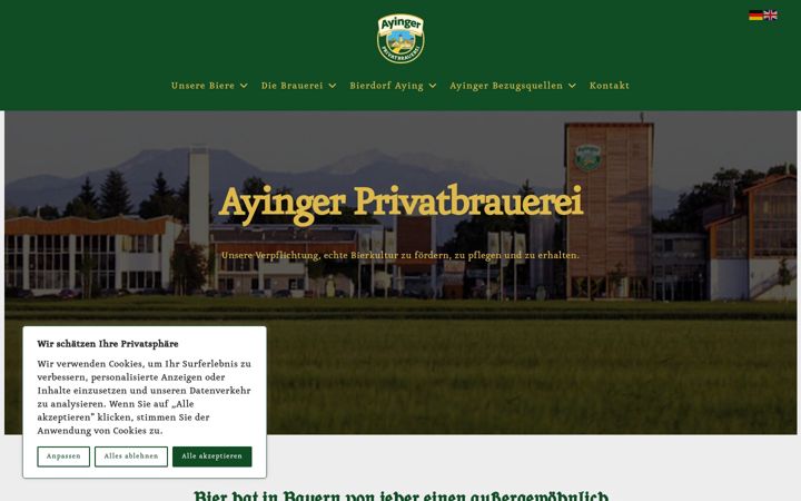 Screenshot van brauerei-ayinger.de