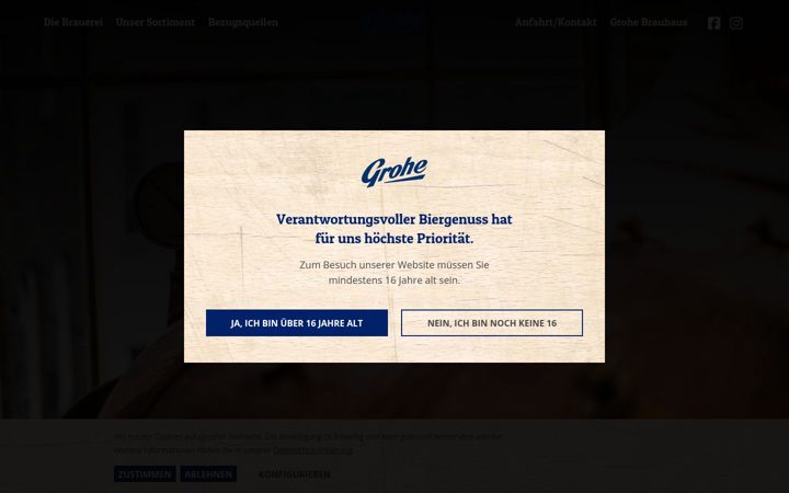 Екранна снимка на brauerei-grohe.de