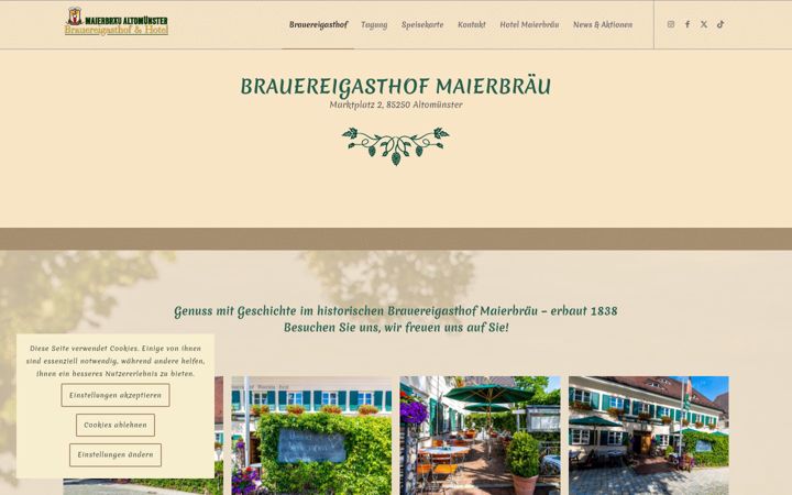 Screenshot of brauereigasthof-maierbraeu.de