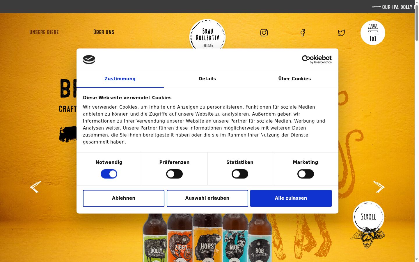 Screenshot of the consent banner shown before any interaction