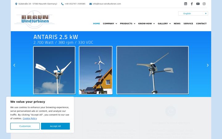 Screenshot of braun-windturbinen.com