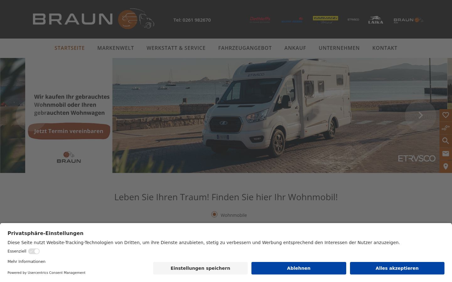 Screenshot des Einwilligungsbanners vor jeglicher Interaktion
