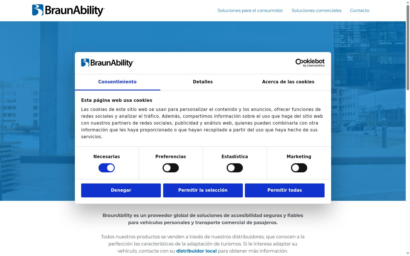 Screenshot of the consent banner shown before any interaction