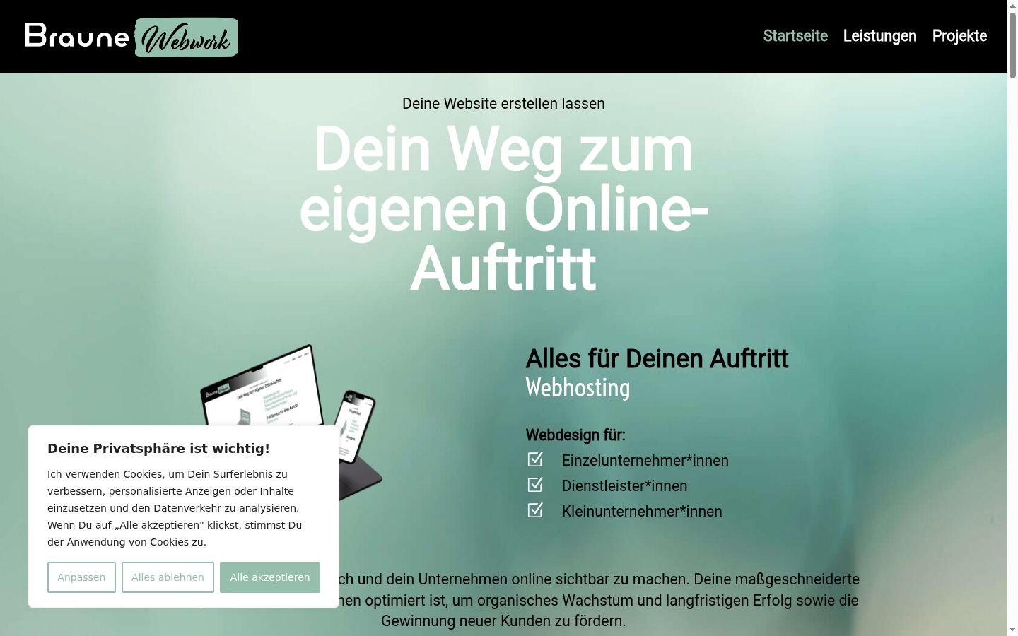 Screenshot des Einwilligungsbanners vor jeglicher Interaktion