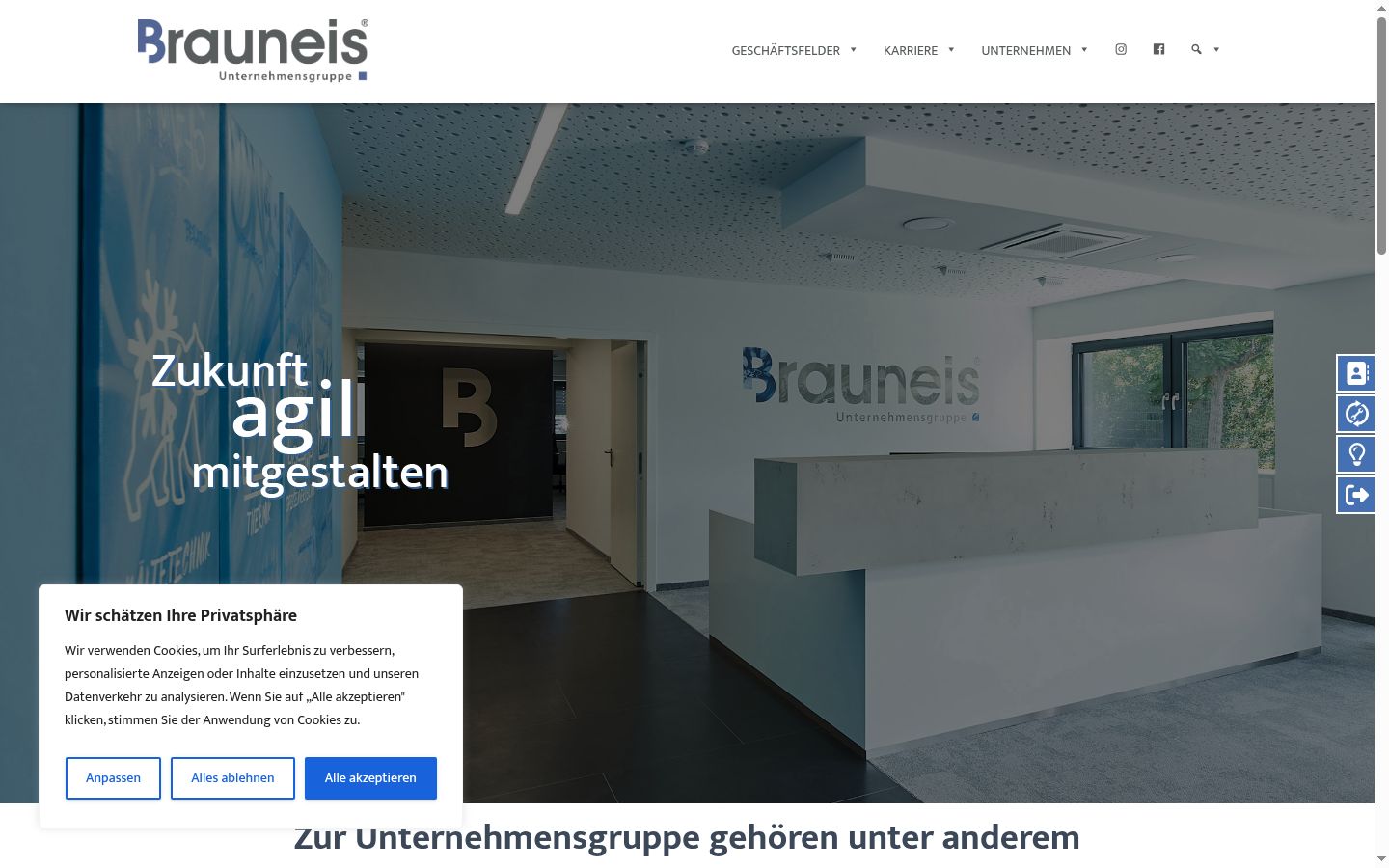 Screenshot des Einwilligungsbanners vor jeglicher Interaktion