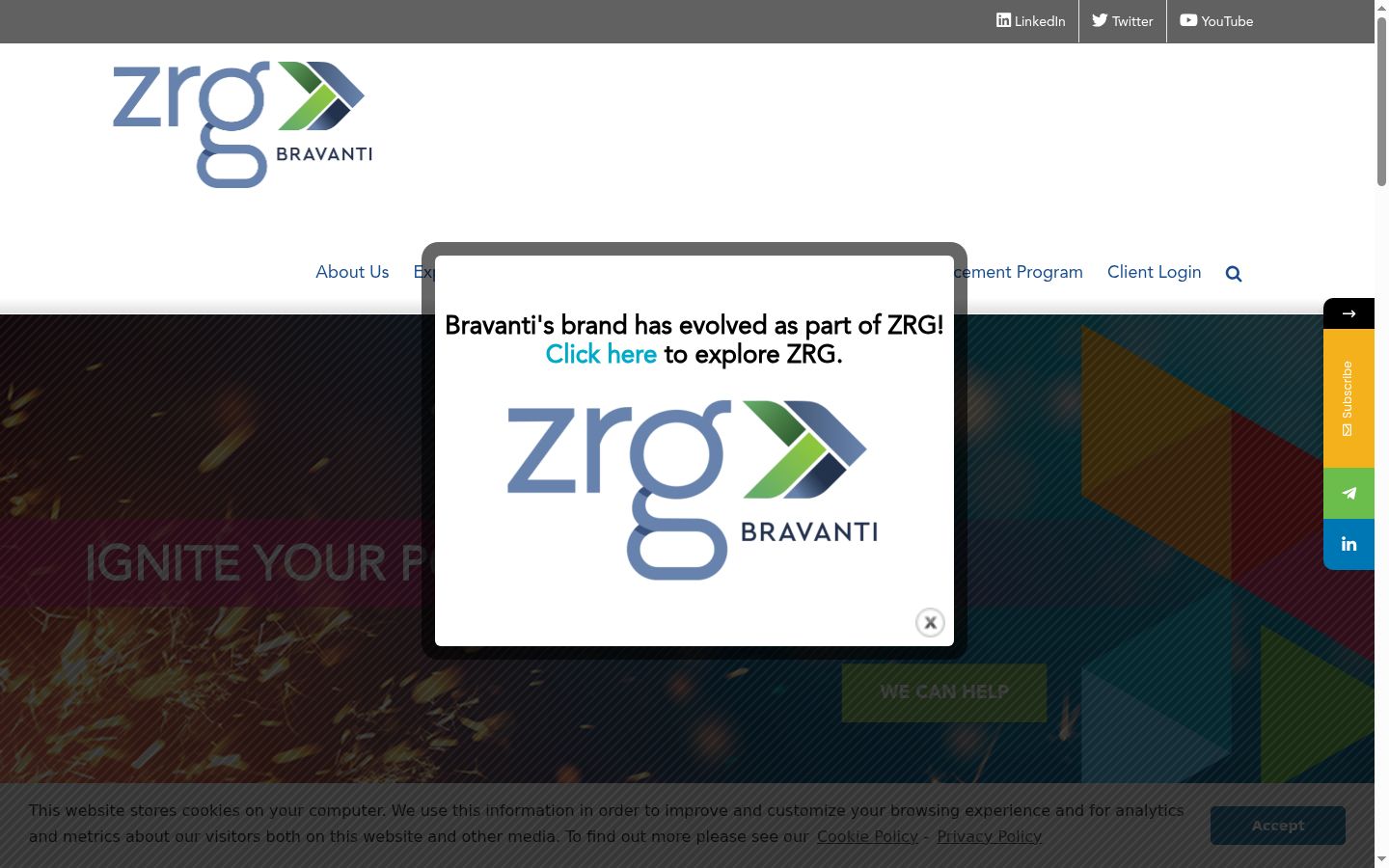 Screenshot of the consent banner shown before any interaction