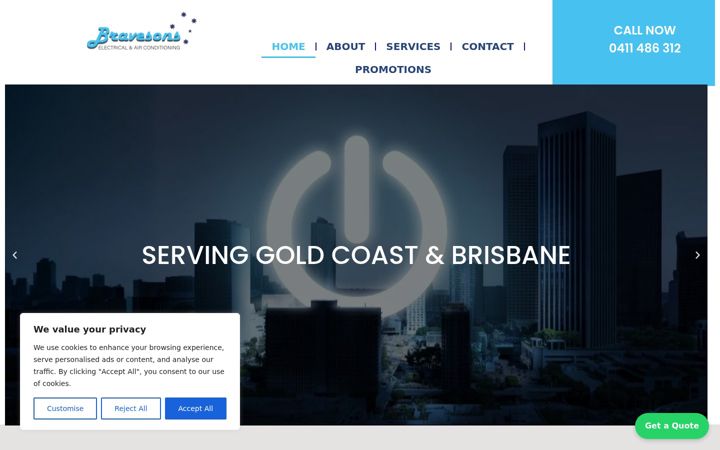 Screenshot of bravesonselectrical.com.au