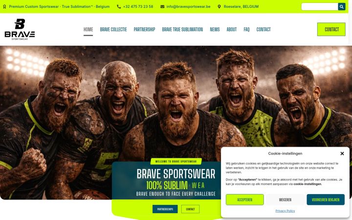 Screenshot stránky bravesportswear.be