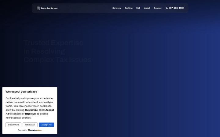 Screenshot of bravetaxserviceak.com