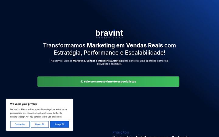 Screenshot of bravint.com.br