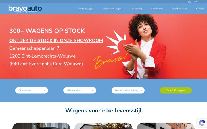 Screenshot stránky bravoauto.be
