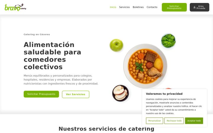 Screenshot stránky bravocatering.es