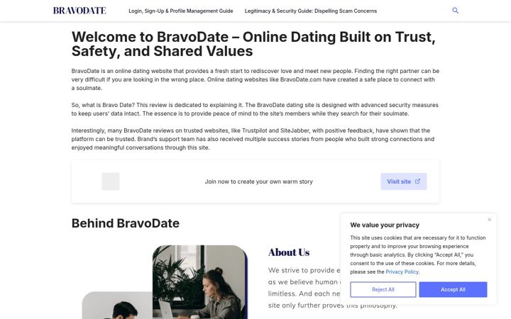 Screenshot of bravodate.io