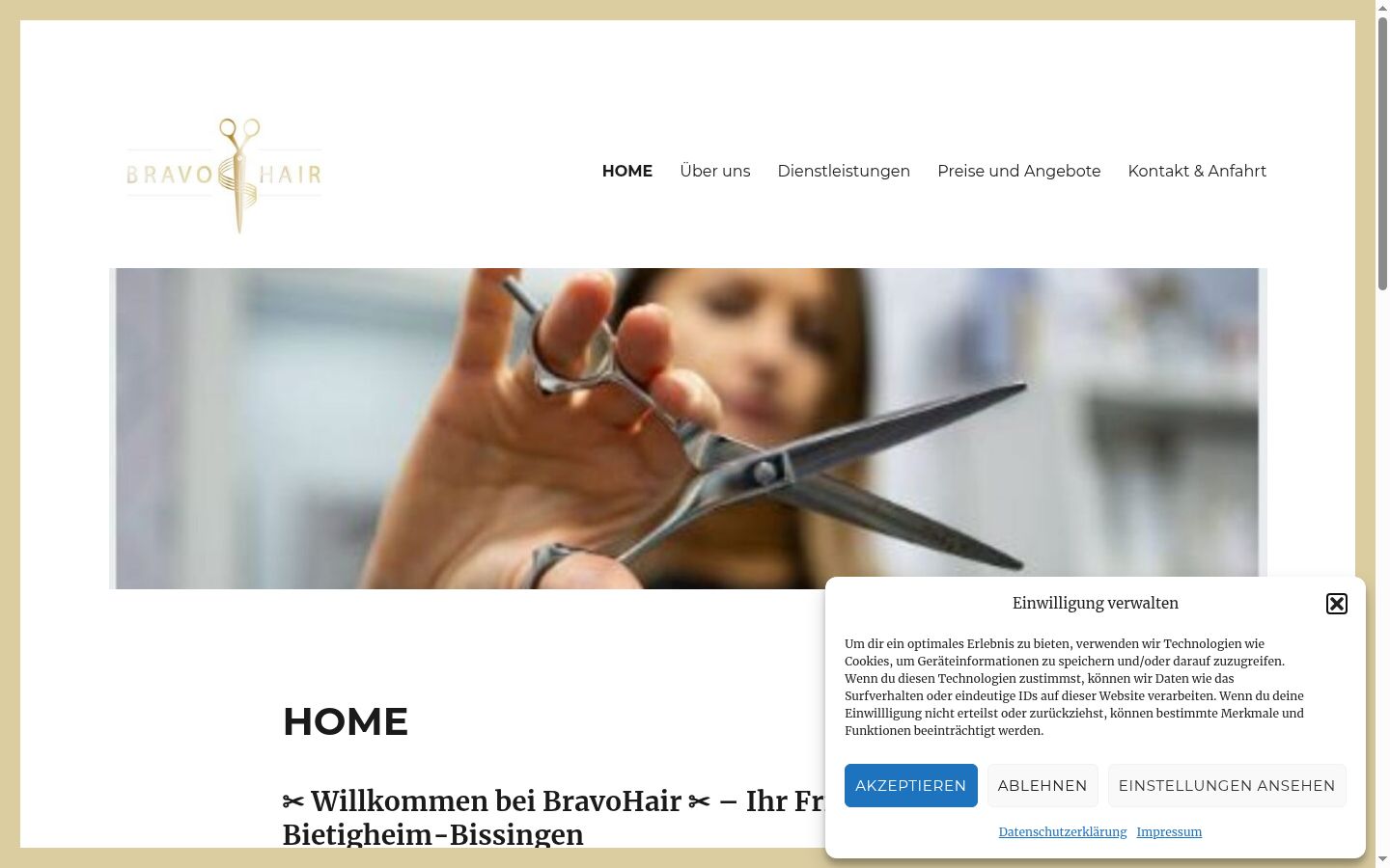 Screenshot van de toestemmingsbanner zoals getoond vóór enige interactie