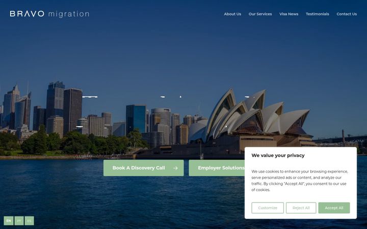 Screenshot ta' bravomigration.com.au