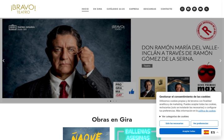 Screenshot of bravoteatro.com