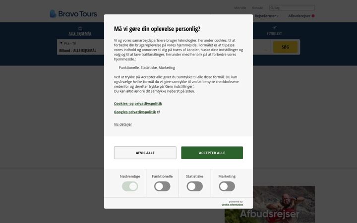 Screenshot di bravotours.dk