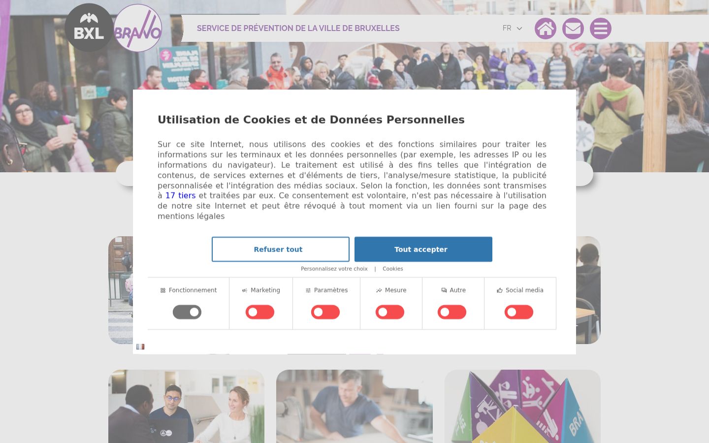 Screenshot van de toestemmingsbanner zoals getoond vóór enige interactie