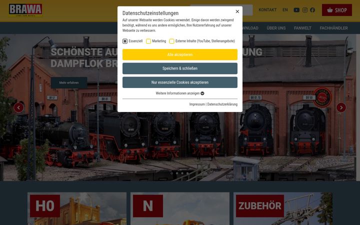 Screenshot of brawa.de