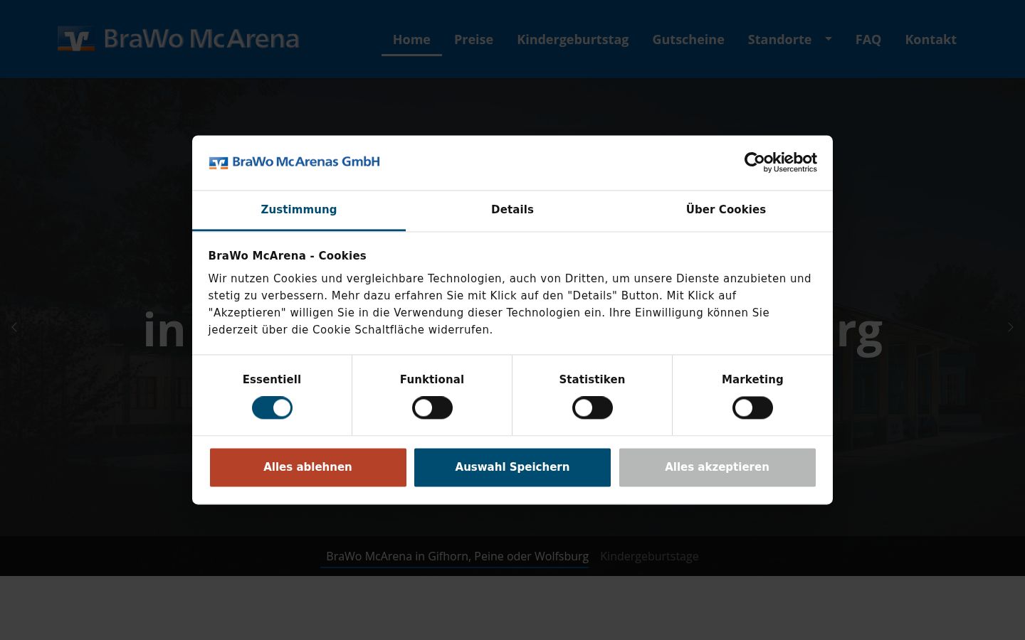 Screenshot of the consent banner shown before any interaction