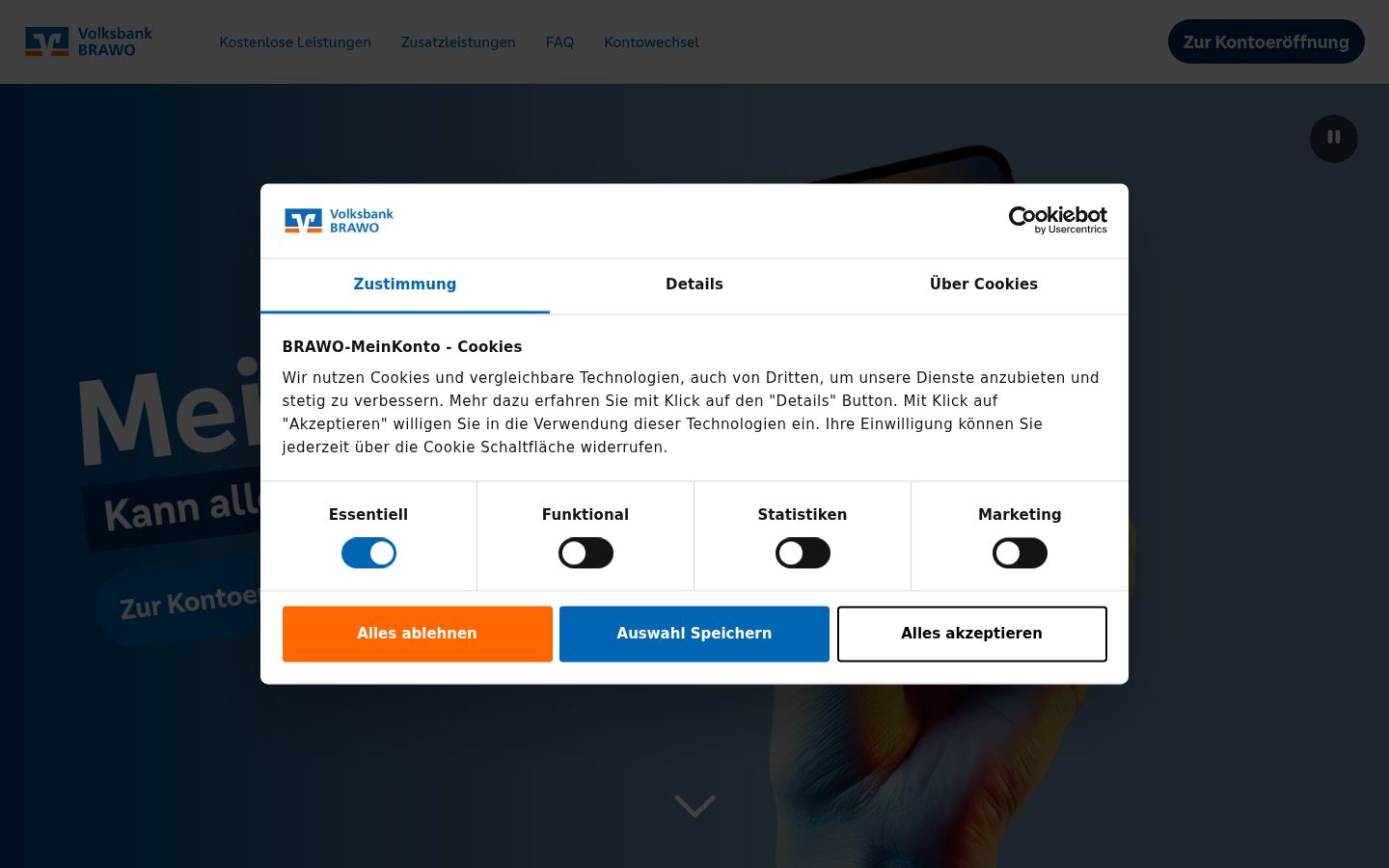 Screenshot of the consent banner shown before any interaction