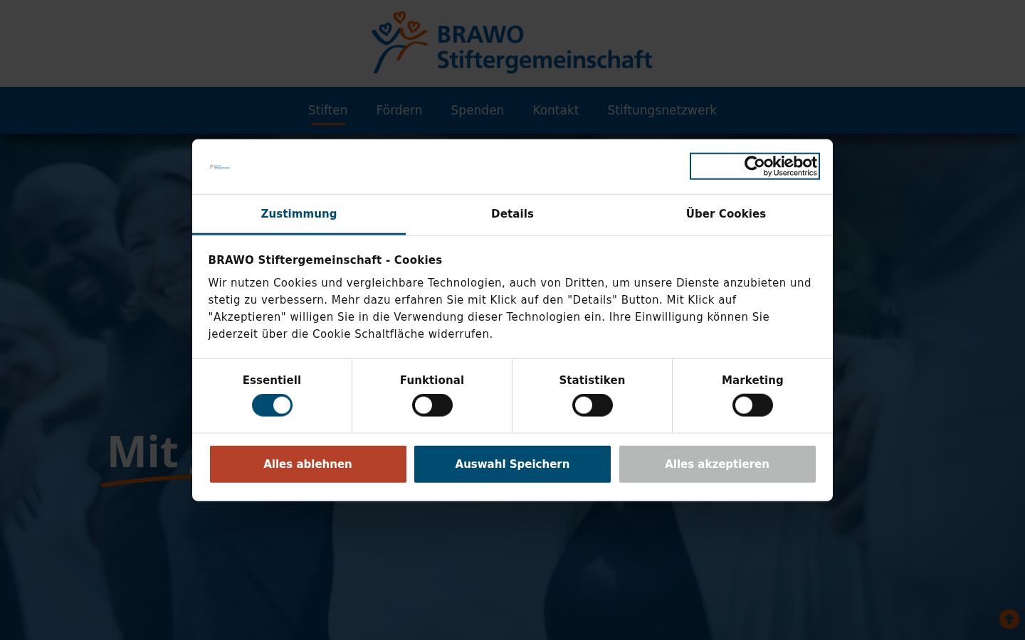 Screenshot of the consent banner shown before any interaction
