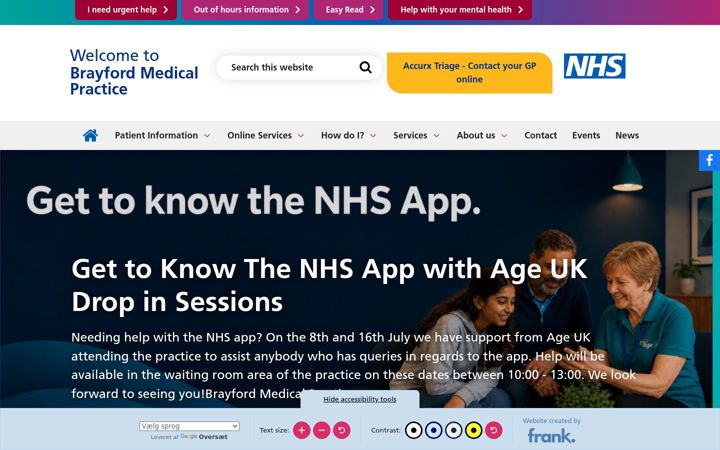 Screenshot of brayfordmedicalpractice.co.uk